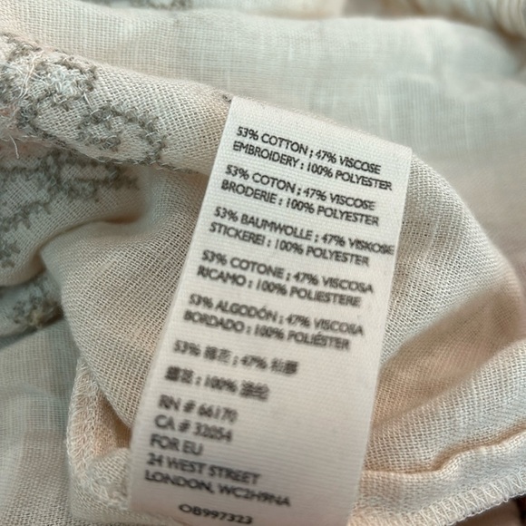 Free people heavily Embroidered V-Neck Boho Top puff sleeve top xs - Picture 15 of 16